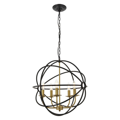 Elegant Octavia 3-Light Pendant - Brass/Dark Brown, L 20" (LD4006D20BRD)