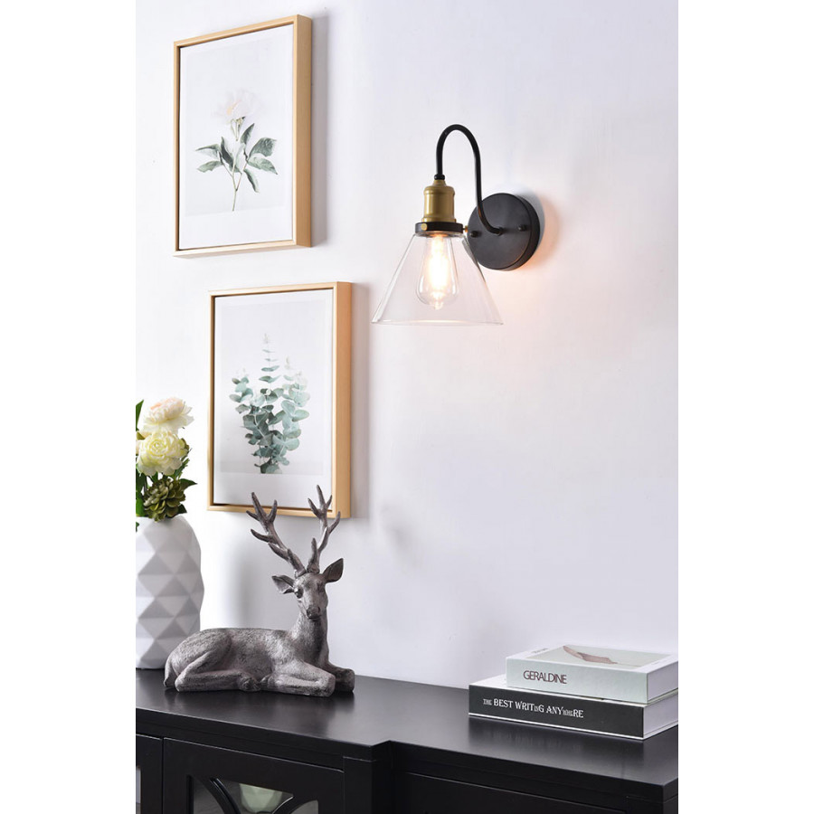 Elegant Histoire 1 Light Wall Sconce - Brass/Black (LD4017W7BRB)