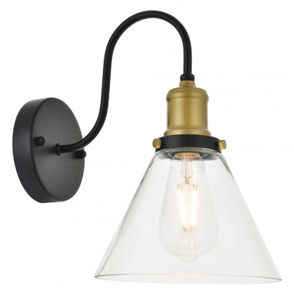 Elegant Histoire 1 Light Wall Sconce - Brass/Black (LD4017W7BRB)