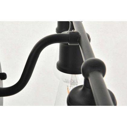 Elegant Serif 5 Lights Wall Sconce - Black, L 22.1" (LD4028W22BK)