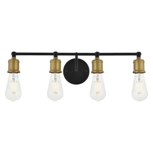 Elegant Serif 5 Lights Wall Sconce - Brass/Black, L 22.1" (LD4028W22BRB)