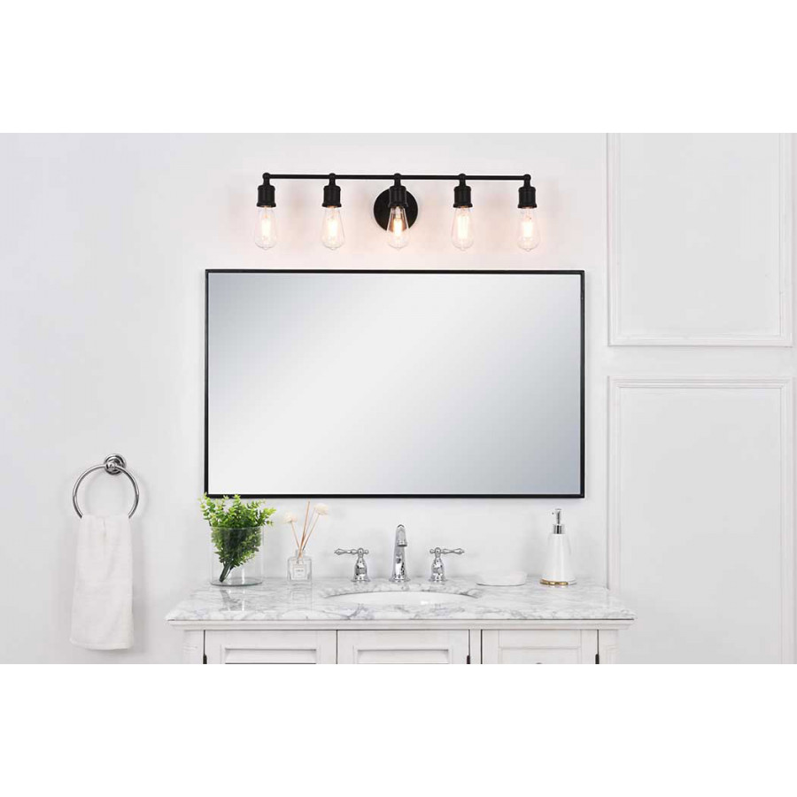 Elegant Serif 5 Lights Wall Sconce - Black, L 28.8" (LD4028W29BK)