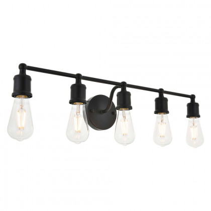 Elegant Serif 5 Lights Wall Sconce - Black, L 28.8" (LD4028W29BK)