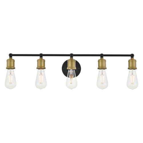 Elegant Serif 5 Lights Wall Sconce - Brass/Black, L 28.8" (LD4028W29BRB)