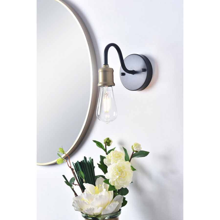 Elegant Serif 5 Lights Wall Sconce - Brass/Black, L 4.7" (LD4028W5BRB)