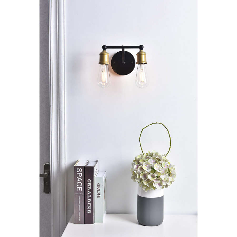 Elegant Serif 5 Lights Wall Sconce - Brass/Black, L 8.7" (LD4028W9BRB)