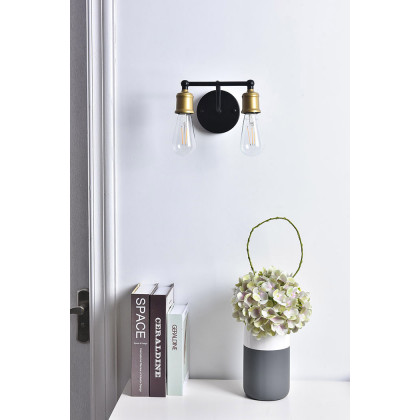 Elegant Serif 5 Lights Wall Sconce - Brass/Black, L 8.7" (LD4028W9BRB)