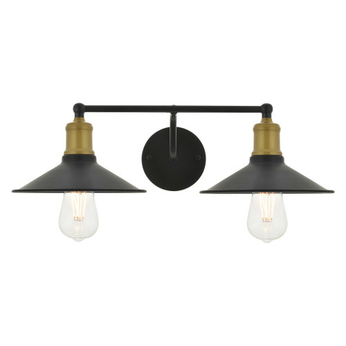 Elegant Etude 2 Lights Wall Sconce - Brass/Black, L 20.9" (LD4033W21BRB)