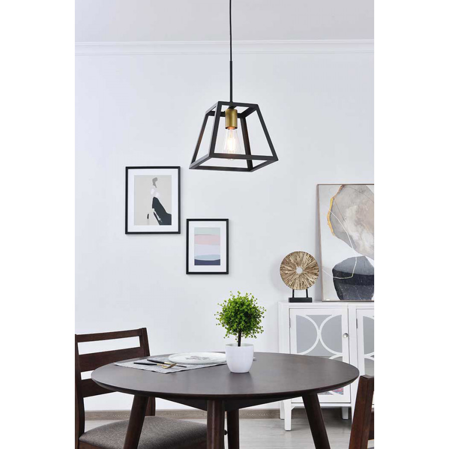 Elegant Resolute 5 Light Pendant - Brass/Black, L 10" (LD4061D10BRB)