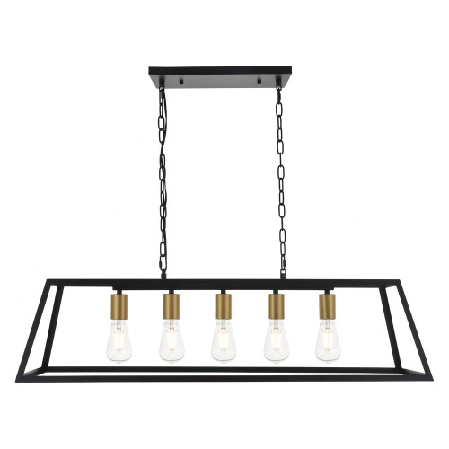 Elegant Resolute 5 Light Pendant - Brass/Black, L 38" (LD4061D38BRB)