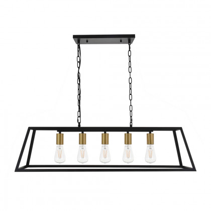 Elegant Resolute 5 Light Pendant - Brass/Black, L 38" (LD4061D38BRB)