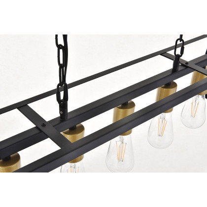 Elegant Resolute 5 Light Pendant - Brass/Black, L 38" (LD4061D38BRB)