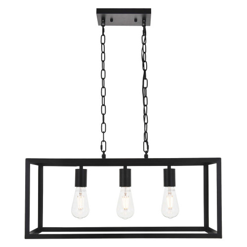 Elegant Resolute 3 Light Pendant - Black, L 25" (LD4063D25BK)
