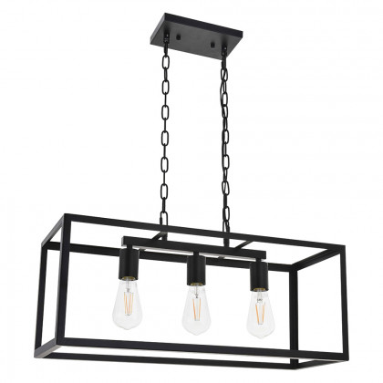 Elegant Resolute 3 Light Pendant - Black, L 25" (LD4063D25BK)