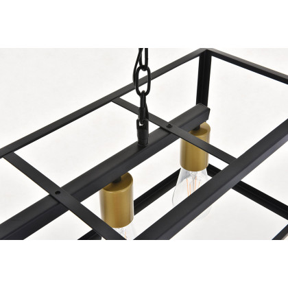 Elegant Resolute 3 Light Pendant - Brass/Black, L 32" (LD4063D32BRB)