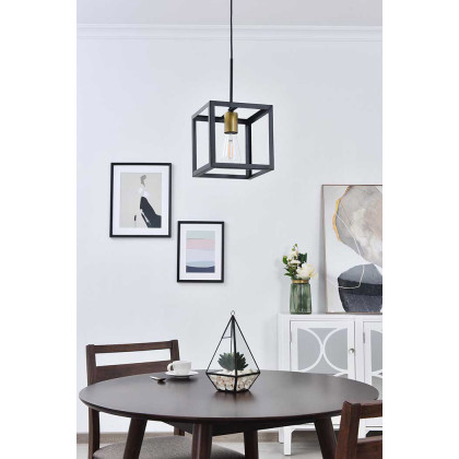 Elegant Resolute 3 Light Pendant - Brass/Black, L 8" (LD4063D8BRB)