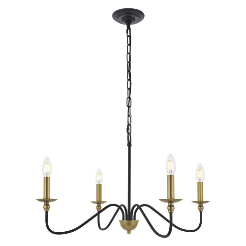 Elegant Rohan 6-Light Chandelier - Brass/Black, L 30" (LD5006D30BRB)
