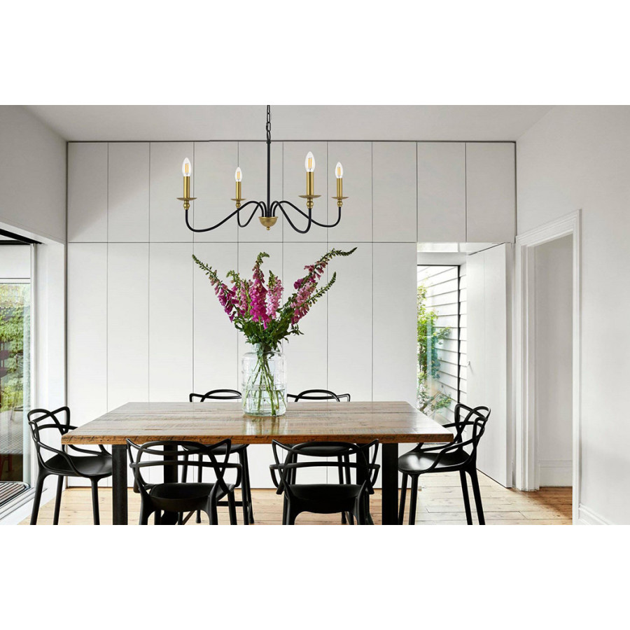 Elegant Rohan 6-Light Chandelier - Brass/Black, L 30" (LD5006D30BRB)