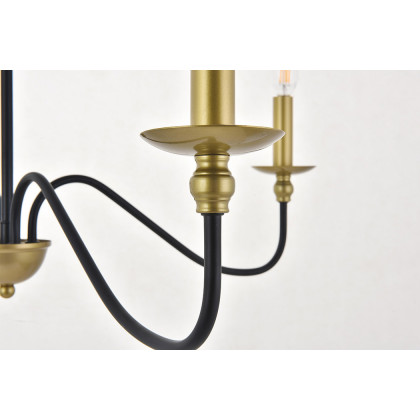 Elegant Rohan 6-Light Chandelier - Brass/Black, L 30" (LD5006D30BRB)