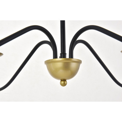 Elegant Rohan 6-Light Chandelier - Brass/Black, L 30" (LD5006D30BRB)