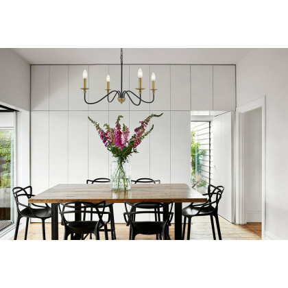Elegant Rohan 6-Light Chandelier - Brass/Black, L 30" (LD5006D30BRB)