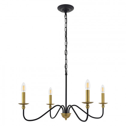 Elegant Rohan 6-Light Chandelier - Brass/Black, L 30" (LD5006D30BRB)