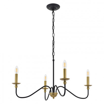 Elegant Rohan 6-Light Chandelier - Brass/Black, L 30" (LD5006D30BRB)