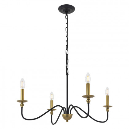 Elegant Rohan 6-Light Chandelier - Brass/Black, L 30" (LD5006D30BRB)