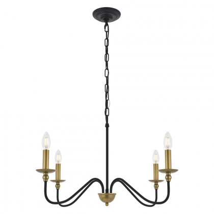 Elegant Rohan 6-Light Chandelier - Brass/Black, L 30" (LD5006D30BRB)