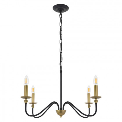 Elegant Rohan 6-Light Chandelier - Brass/Black, L 30" (LD5006D30BRB)