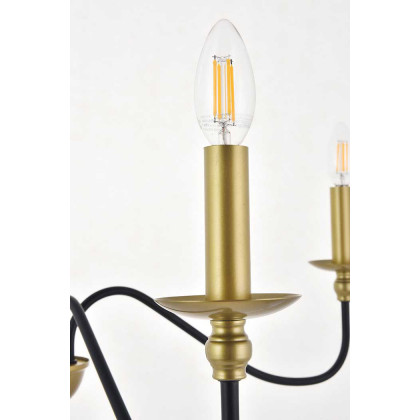 Elegant Rohan 6-Light Chandelier - Brass/Black, L 30" (LD5006D30BRB)