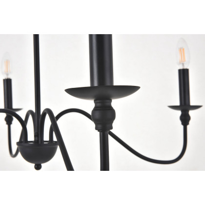 Elegant Rohan 6-Light Chandelier - Matte Black, L 30" (LD5006D30MB)