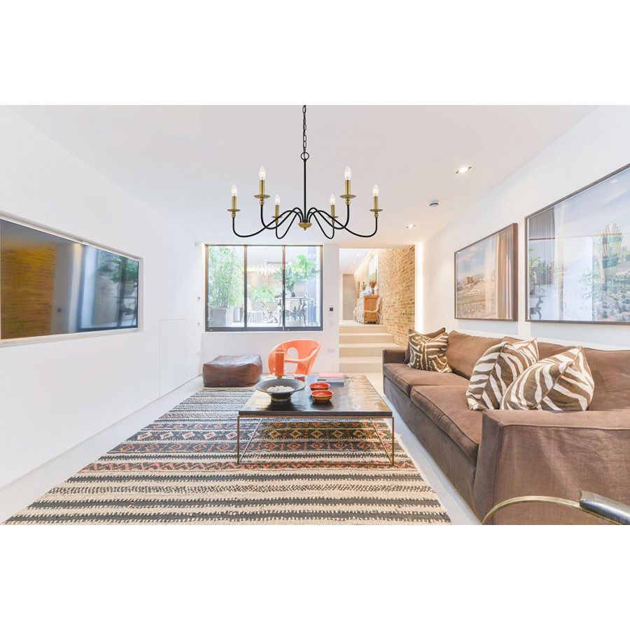 Elegant Rohan 6-Light Chandelier - Brass/Black, L 36" (LD5006D36BRB)