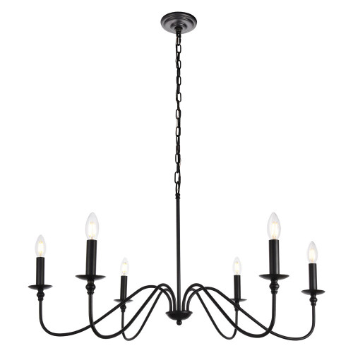 Elegant Rohan 6-Light Chandelier - Matte Black, L 36" (LD5006D36MB)