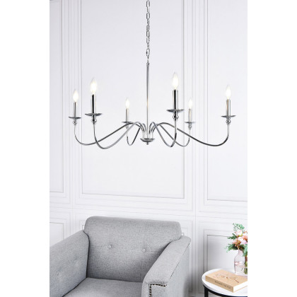 Elegant Rohan 6-Light Chandelier - Polished Nickel, L 36" (LD5006D36PN)