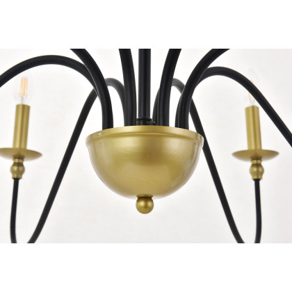 Elegant Rohan 6-Light Chandelier - Brass/Black, L 42" (LD5006D42BRB)