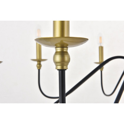 Elegant Rohan 6-Light Chandelier - Brass/Black, L 42" (LD5006D42BRB)