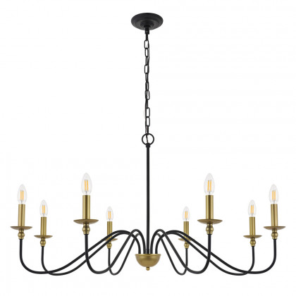 Elegant Rohan 6-Light Chandelier - Brass/Black, L 42" (LD5006D42BRB)