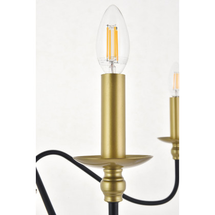 Elegant Rohan 6-Light Chandelier - Brass/Black, L 42" (LD5006D42BRB)