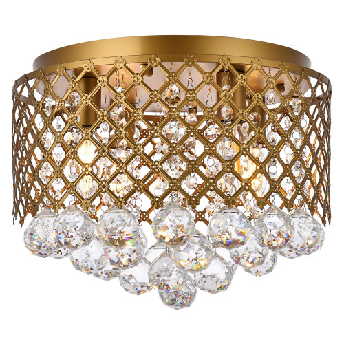 Elegant Tully 4-Light Flush Mount - Brass, L 13.5" (LD5010F13BR)