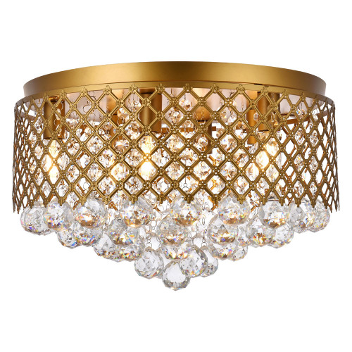 Elegant Tully 4-Light Flush Mount - Brass, L 17.7" (LD5010F18BR)
