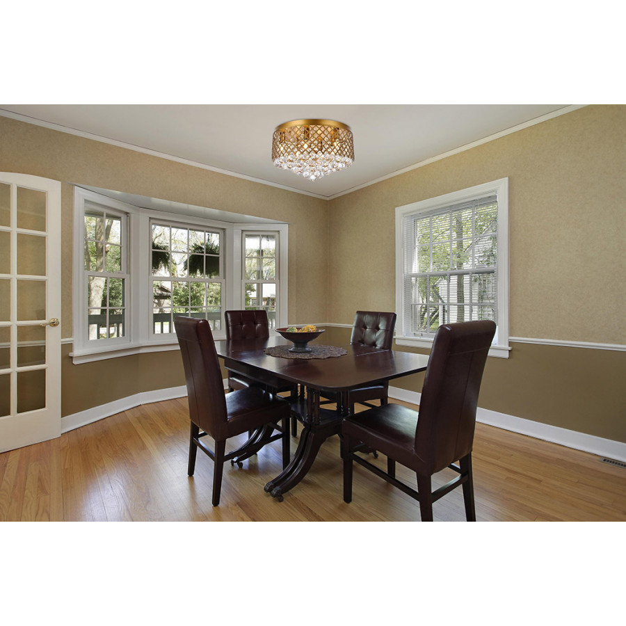 Elegant Tully 4-Light Flush Mount - Brass, L 17.7" (LD5010F18BR)