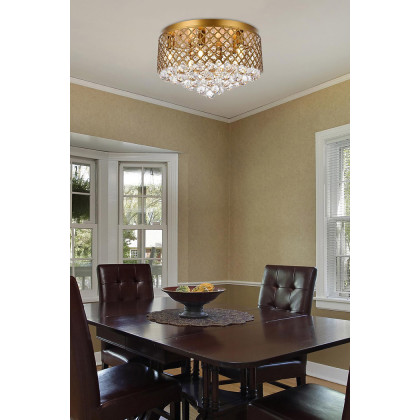 Elegant Tully 4-Light Flush Mount - Brass, L 17.7" (LD5010F18BR)