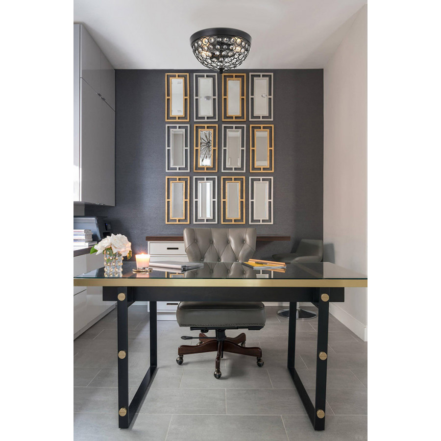Elegant Taye 3 Light Flush Mount - Matte Black, L 10" (LD5012F10MB)