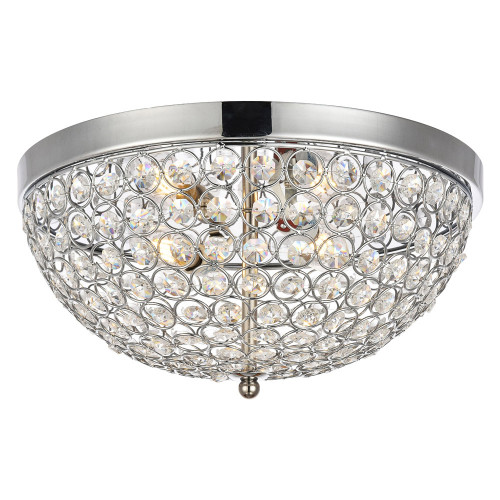 Elegant Taye 3 Light Flush Mount - Chrome, L 13.5" (LD5012F13C)