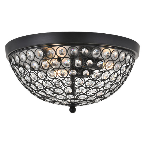 Elegant Taye 3 Light Flush Mount - Matte Black, L 13.5" (LD5012F13MB)