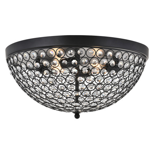 Elegant Taye 3 Light Flush Mount - Matte Black, L 18" (LD5012F18MB)