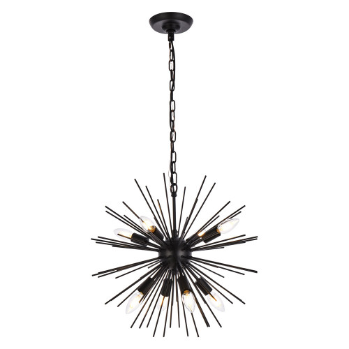Elegant Timber 8 Light Pendant - Black, L 20" (LD5051D20BK)