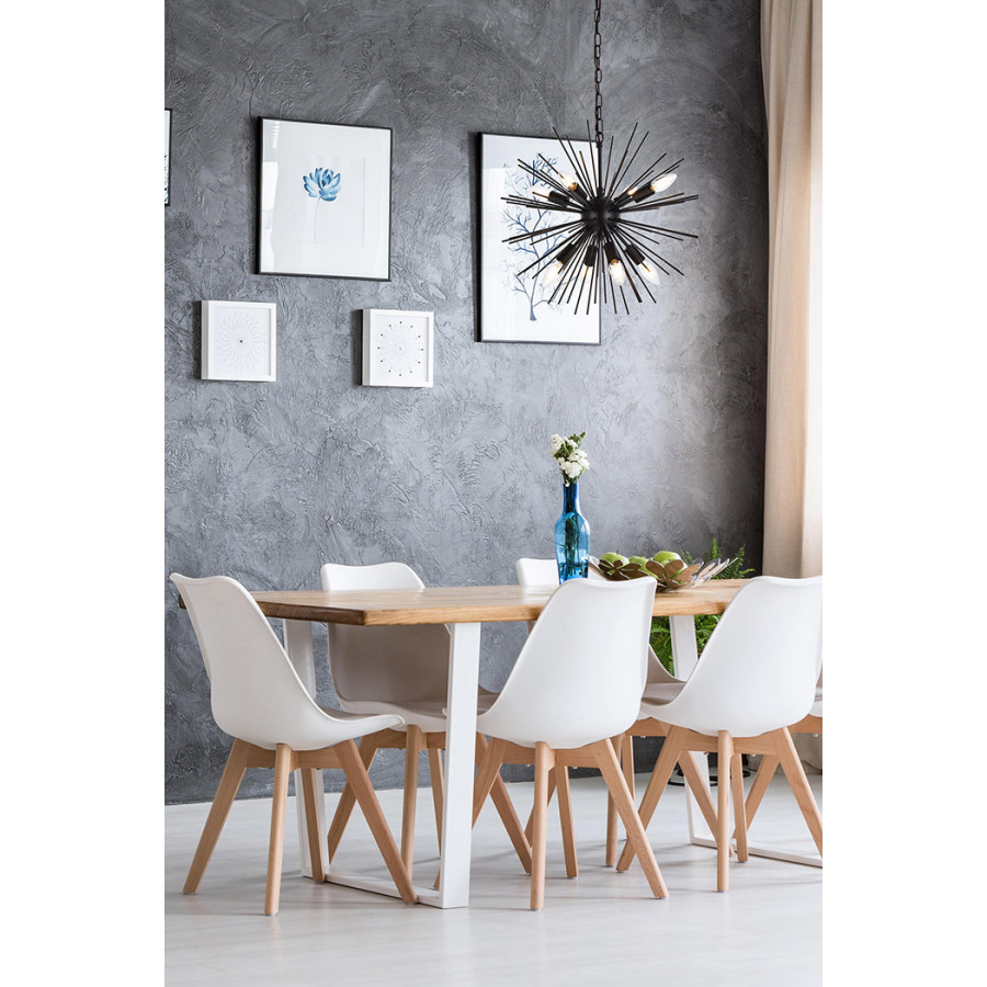Elegant Timber 8 Light Pendant - Black, L 20" (LD5051D20BK)