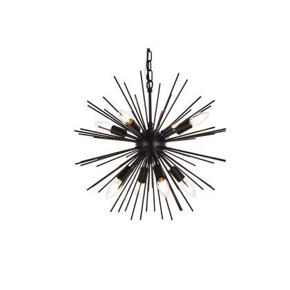 Elegant Timber 8 Light Pendant - Black, L 20" (LD5051D20BK)